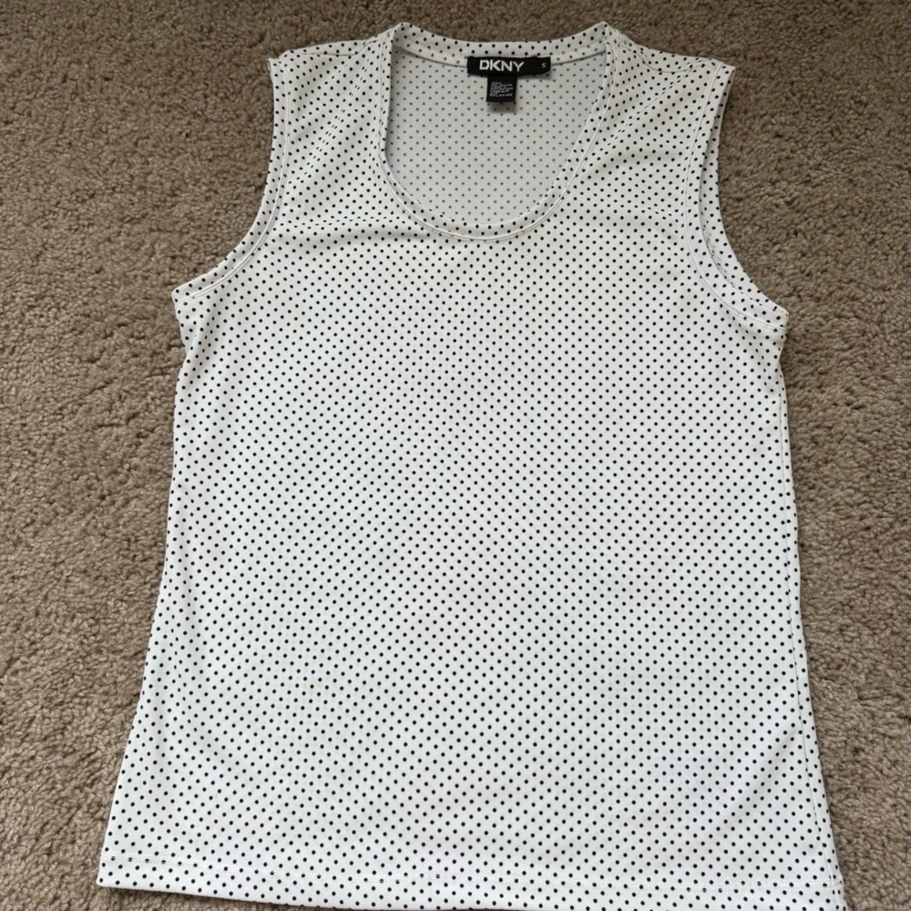 DKNY Tank Top Small Black & White Polka Dots - Picture 1 of 7
